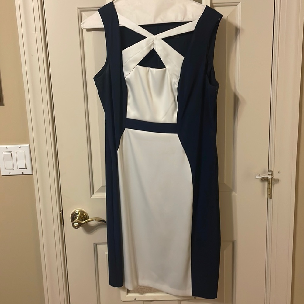 Navy and white dress